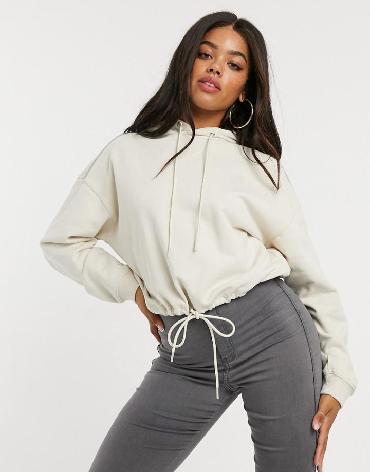 G-star Cropped Hoodie In Ecru-white