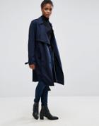 Mbym Belted Trench Coat - Navy