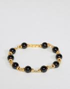 Mister Maxime Chain & Onyx Bead Bracelet In Gold - Gold
