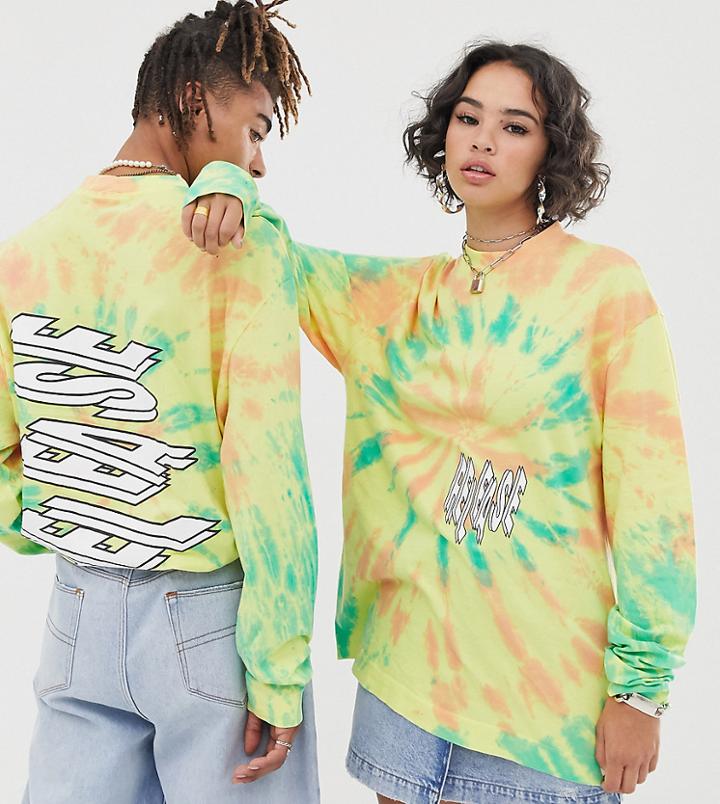 Collusion Unisex Long Sleeve T-shirt With Placement Print-yellow