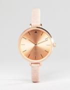 Asos Large Face Skinny Strap Watch With Rose Gold Detail - Cream