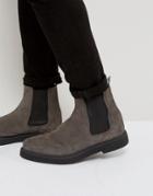 Asos Chelsea Boots In Gray Suede With Creeper Sole - Gray