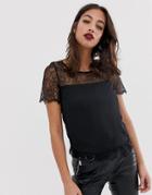 Lipsy Lace Top In Black