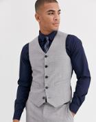 Asos Design Wedding Skinny Suit Suit Vest In Crosshatch In Gray-grey