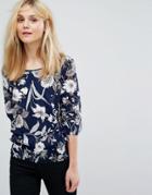 B.young Floral Printed Top - Black