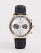Sekonda Leather Watch In Black With Silver Dial