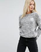 Adidas Originals Three Stripe Chunky Knitted Sweater - Gray