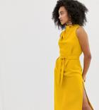 River Island Midi Dress With Belt Detail In Yellow - Yellow