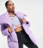 River Island Petite Fallaway Padded Jacket In Purple