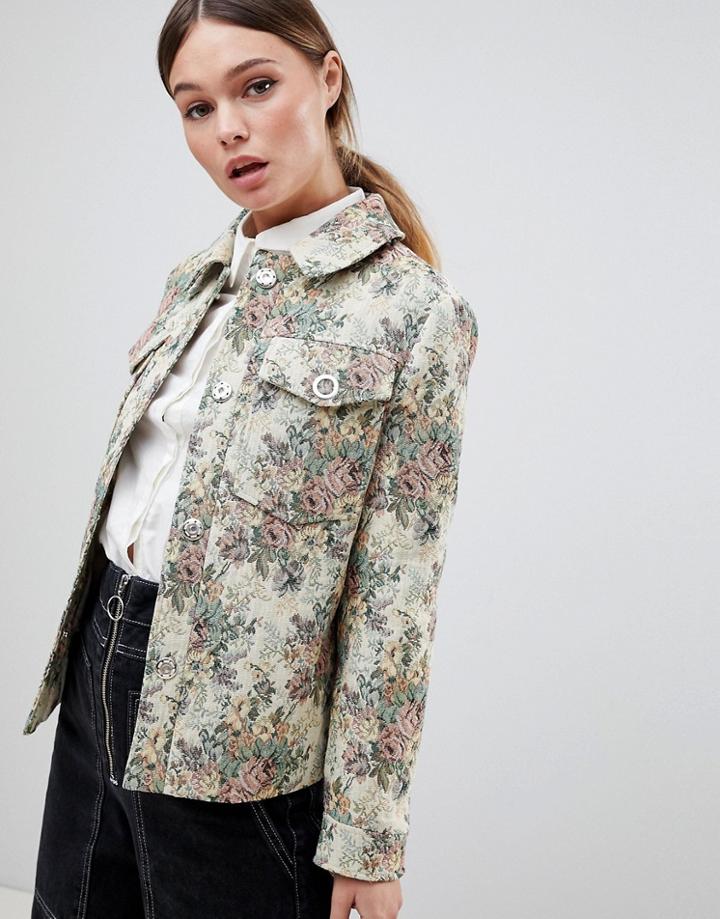 Asos Design Tapestry Jacquard Jacket - Multi