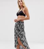 Akasa Exclusive Zebra Print Wrap Beach Skirt-multi