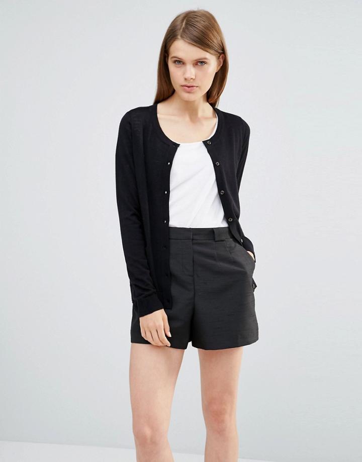 Selected Mero Short Cardigan In Black - Black
