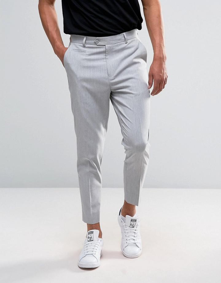 Asos Tapered Cropped Pant In Pale Gray - Gray
