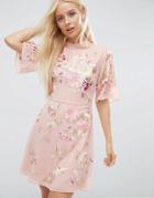 Asos Premium Mini Dress With Floral Embroidery-multi