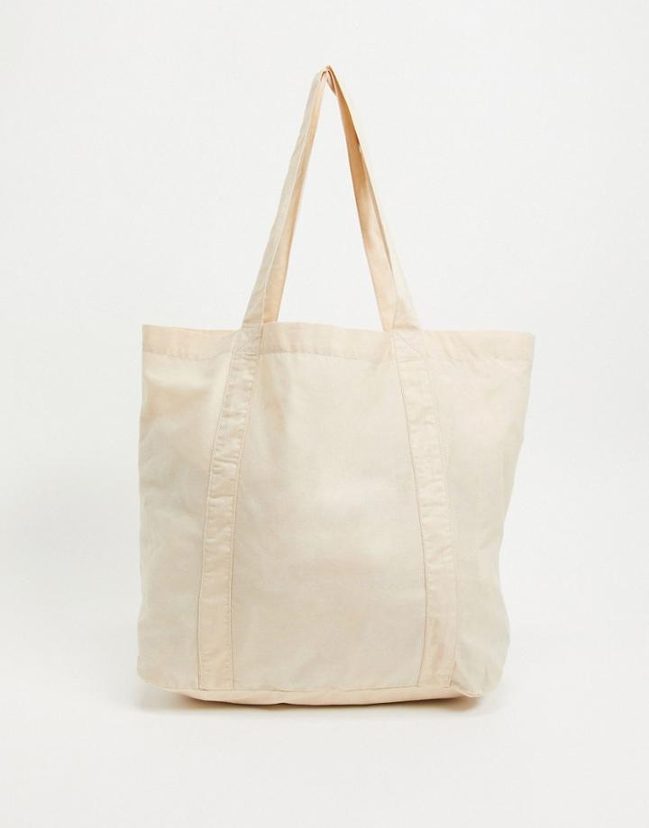 Asos Design Oversized Tote Bag In Off White Organic Cotton-neutral