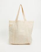 Asos Design Oversized Tote Bag In Off White Organic Cotton-neutral