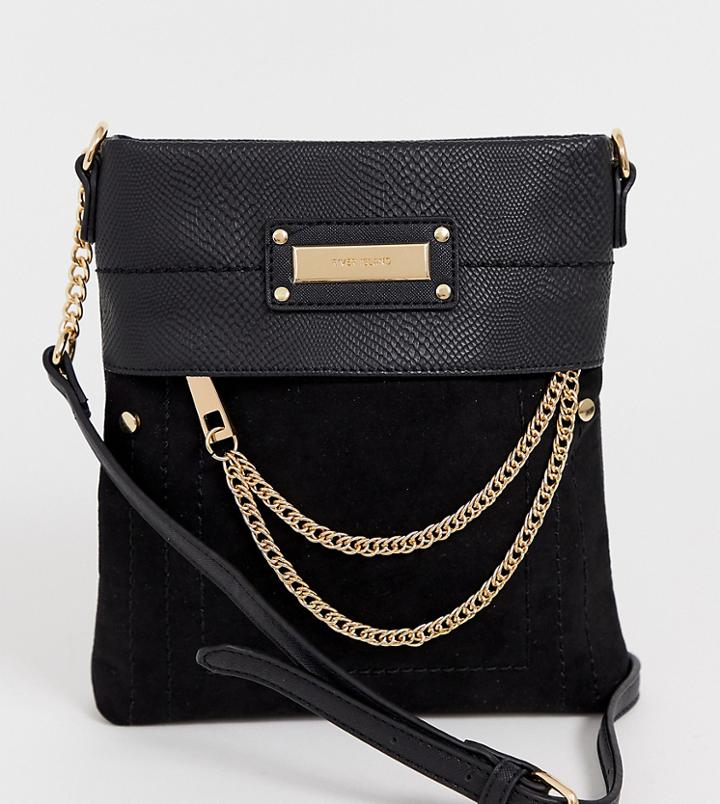 River Island Cross Body Bag With Chain Detail In Black - Black