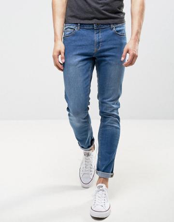 Ldn Dnm Mid Blue Skinny Jeans - Blue