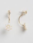 Asos Flower Faux Pearl Swing Earrings - Gold