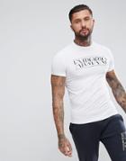 Emporio Armani Slim Fit Crew Neck Reflection Logo T-shirt In White - White