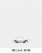Asos Design Sterling Silver Band Ring With Embossed Line Design