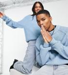 Collusion Unisex Crew Neck Sweater In Blue-blues