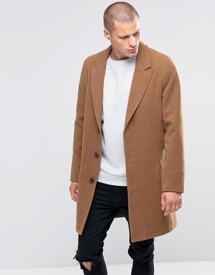 Asos Overcoat In Camel - Tan