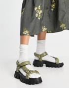 Public Desire Expectation Chunky Sandals In Olive-green