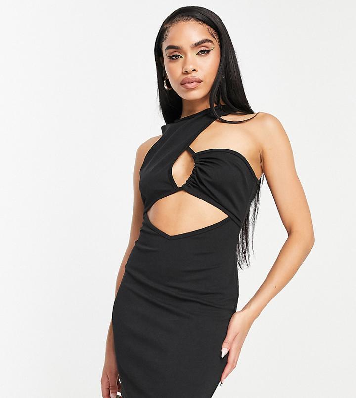 Missguided Racer Neck Asymmetric Mini Dress In Black