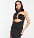 Missguided Racer Neck Asymmetric Mini Dress In Black