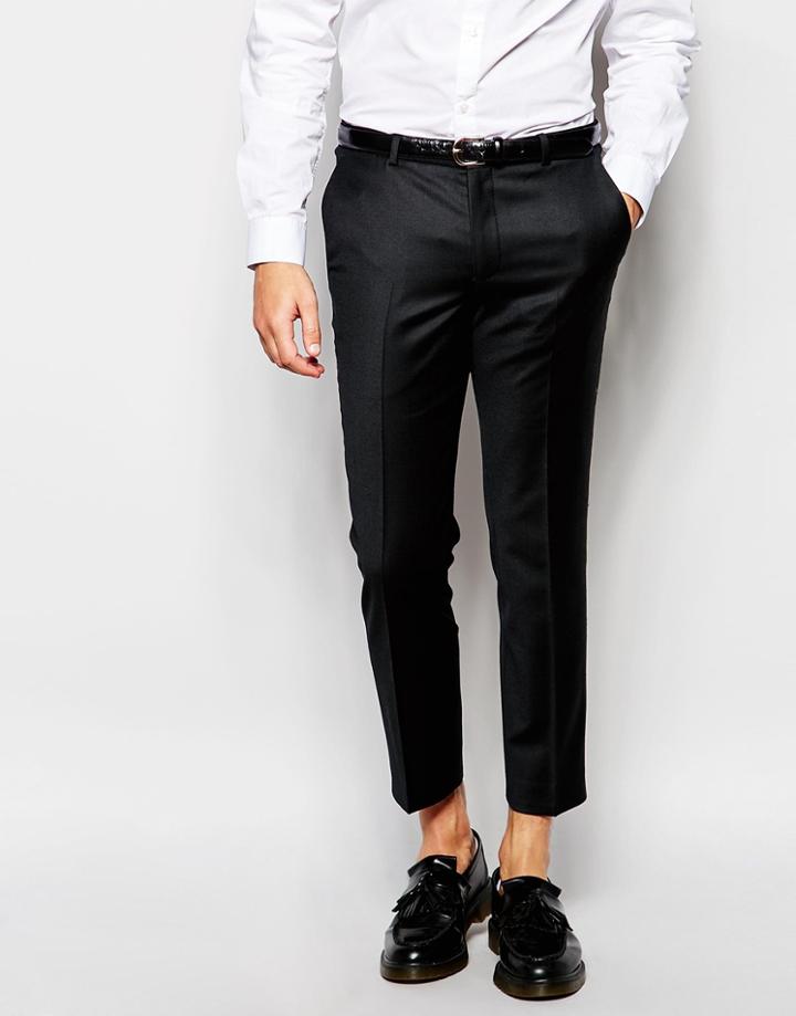 Heart & Dagger Cropped Wool Pants In Skinny Fit - Black