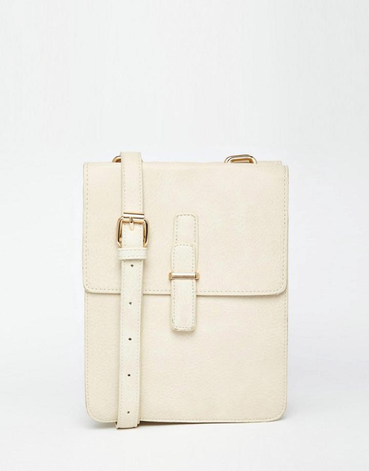 Liquorish Multi Compartment Cross Body Bag - Beige