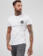 Hype Muscle T-shirt In White Speckle - White