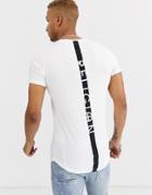 Religion Curved Hem T-shirt With Back Taping In White