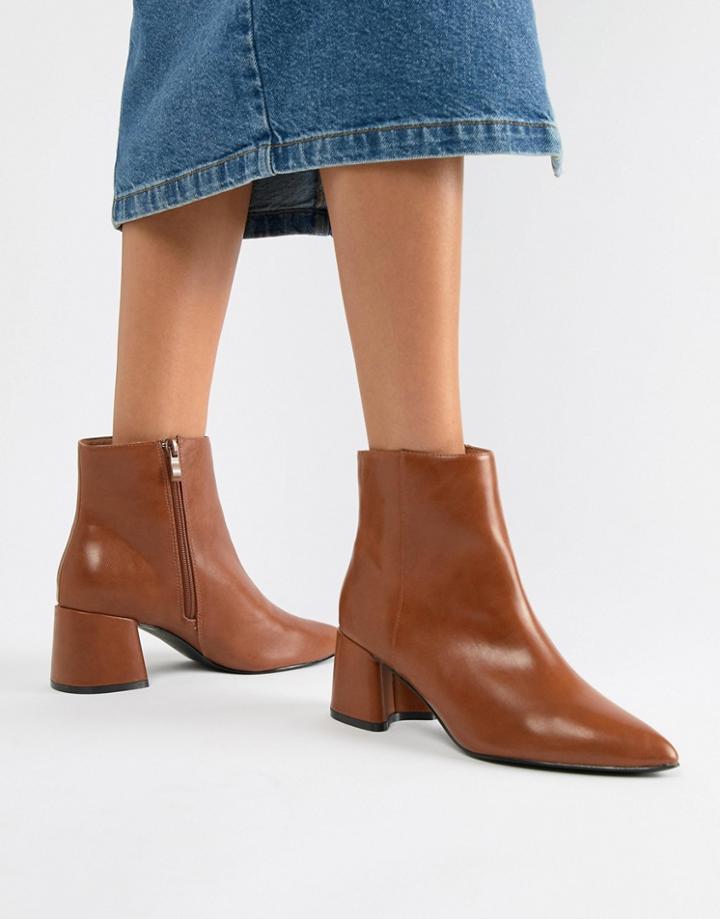 Park Lane Block Heel Ankle Boots - Brown