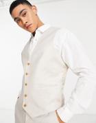 Asos Design Skinny Linen Suit Vest In Stone-neutral
