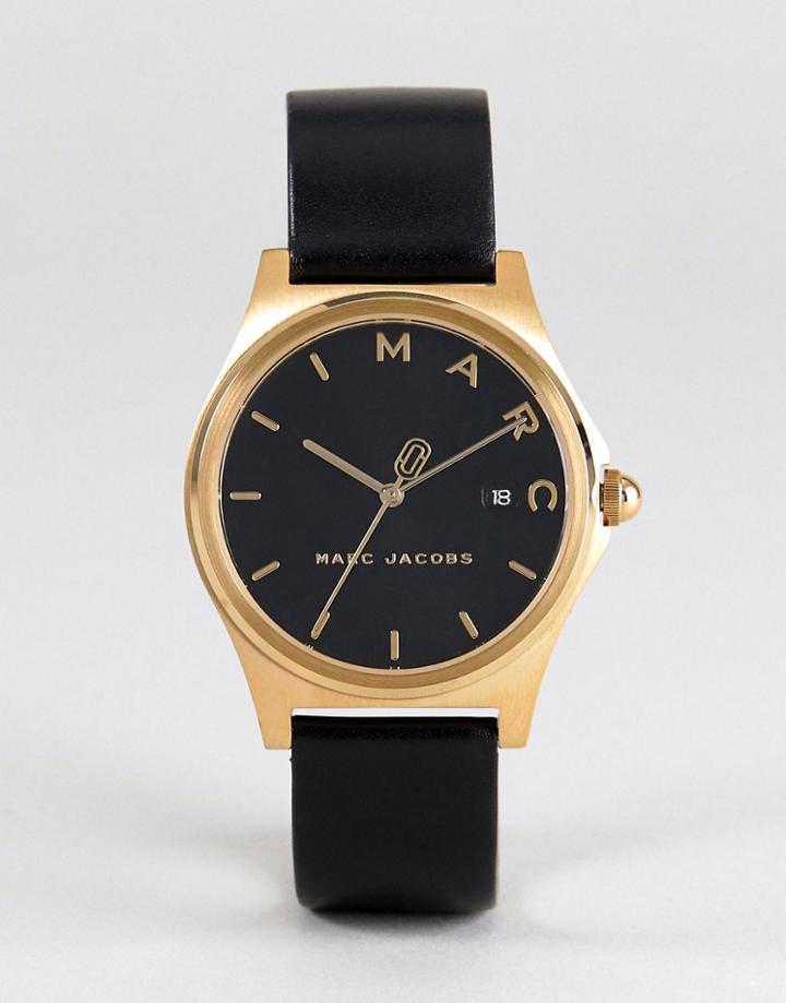 Marc Jacobs Mj1608 Henry Leather Watch In Black 36mm - Black