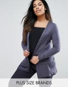 New Look Plus Jersey Cardigan - Gray