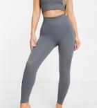 Hiit Ribbed Seamless Leggings In Dark Gray Exclusive To Asos-grey