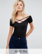 Asos Tall Off Shoulder Top With Caging Detail - Black
