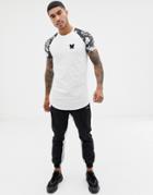 Good For Nothing Muscle T-shirt With Printed Sleeves In White - White