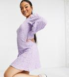 Y.a.s Petite Exclusive Mini Swing Dress With Deep Cuffs And High Neck In Lilac-blues