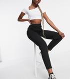 Asos Design Tall Peg Pants With Pintucks In Ponte In Black