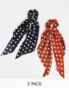 Southbeach 2-pack Polka Dot Tie Hair Scrunchies-multi