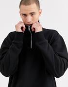 Weekday Markus Zip Sweatshirt In Black
