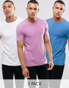 Asos Muscle Fit T-shirt With Crew Neck 3 Pack Save - Multi