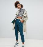 Pull & Bear Pants With Turn Up Cuff In Green - Green