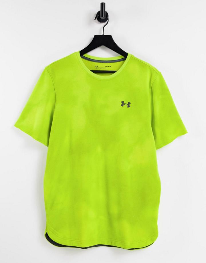 Under Armour Training Rival Terry Print T-shirt In Yellow