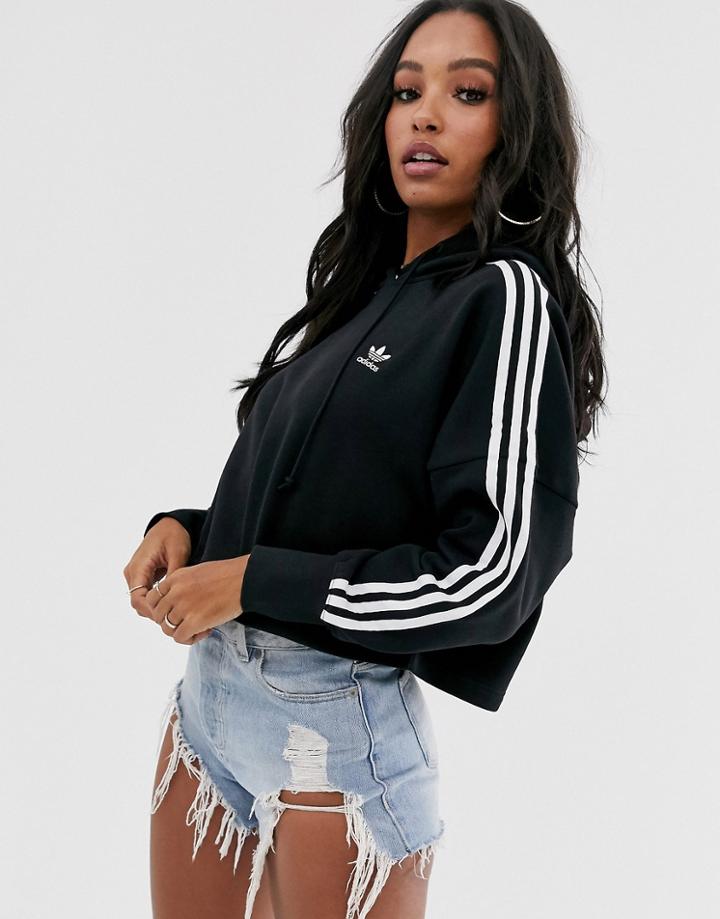 Adidas Originals Adicolor Cropped Hoodie In Black