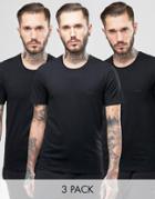 Boss Black By Hugo Boss Crew T-shirt 3 Pack In Regular Fit Black - Bla